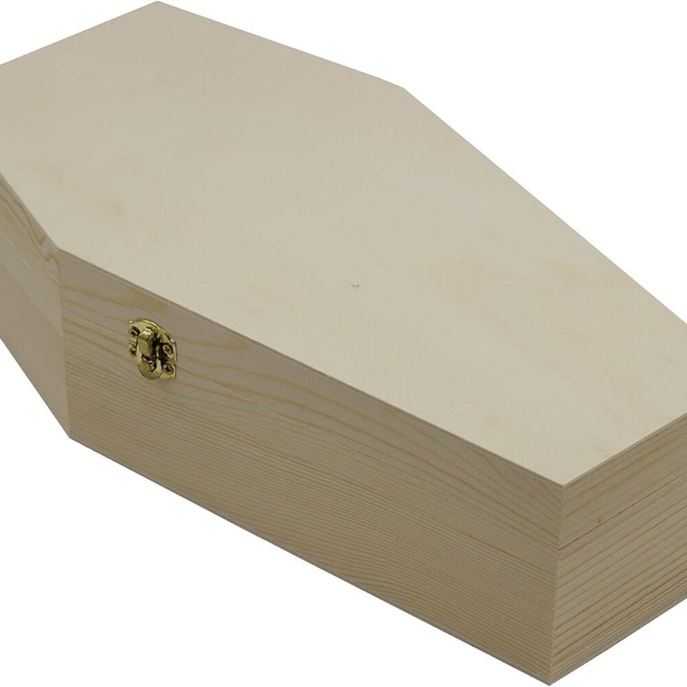 Medium 12 Inch Halloween Coffin Box - Fillable Hinged Box for Halloween Décor, P